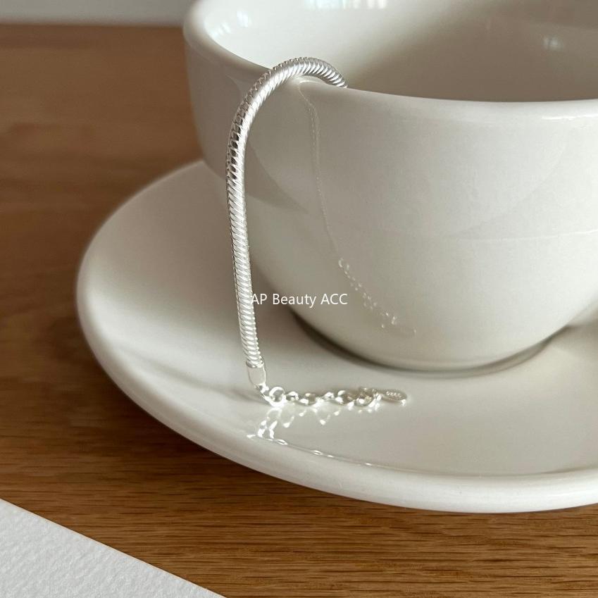 F관 - 925 실버 볼드 스네이크본 뱀뼈 체인 팔찌 [A324] 25.11-2