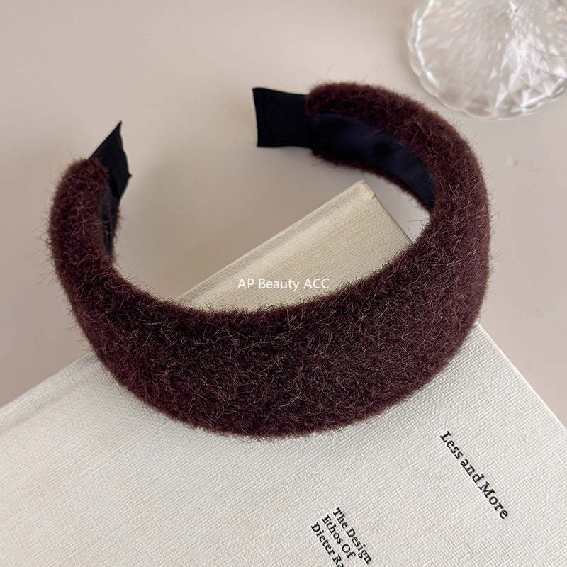 E관 - 퍼 털실 소재 볼륨 와이드 머리띠 [27710] 25.11-3