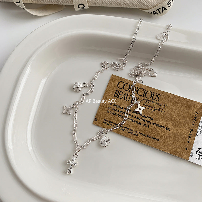 A관 - 925 실버 십자가 클로버 펜던트 팔찌 목걸이 [1037] 25.10-3