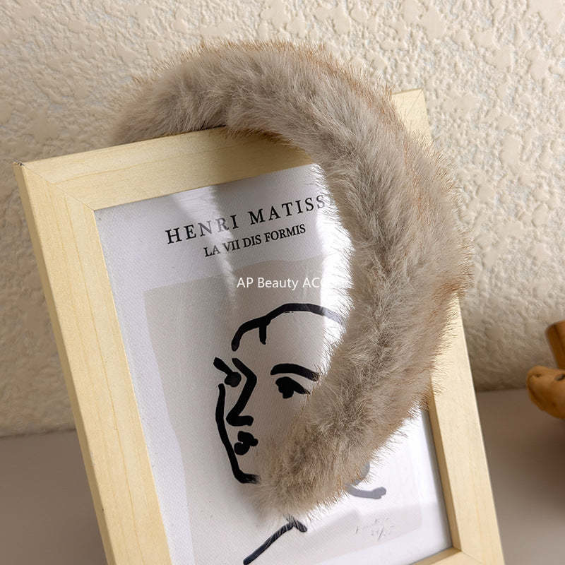 E관 - 인조 밍크 퍼 소재 볼륨 머리띠 [24297] 25.11-1