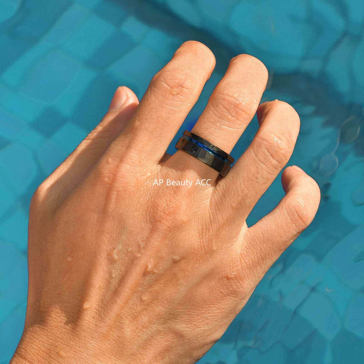 G관 - 텅스텐 스틸 8mm 샌딩 라인 반지 [TCR-104B07] 25.10-5