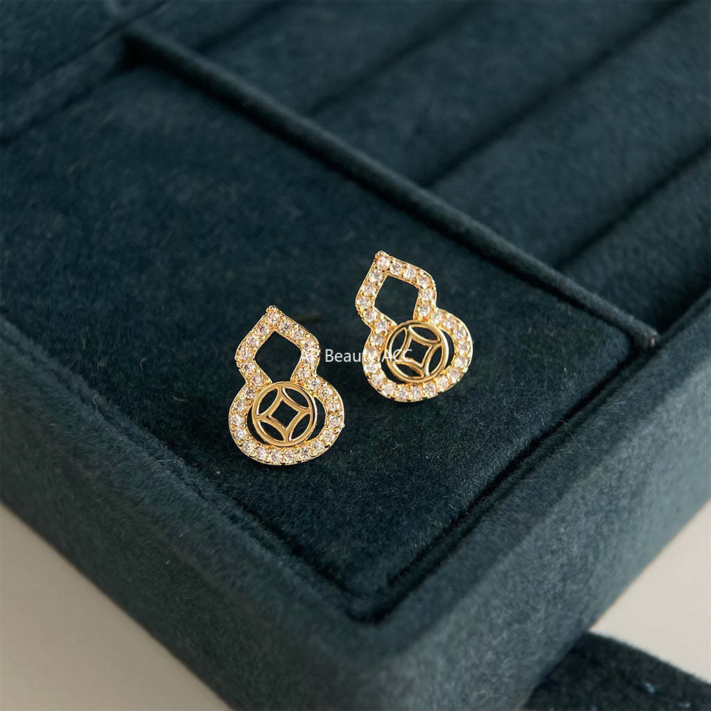 C관 - 호리병 모양 큐빅 925 은침 귀걸이 [7181] 25.12-1