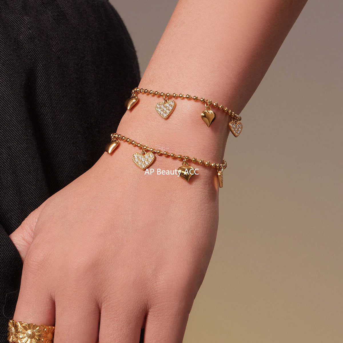 D관 - 스테인리스 스틸 하트 풀큐빅 18K 도금 펜던트 귀걸이 목걸이 팔찌 발찌 [TXP504] 25.11-4