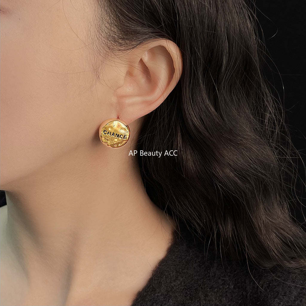 C관 - 14K 도금 925 은침 비정형 원형 디자인 귀걸이 [5488] 25.02-1