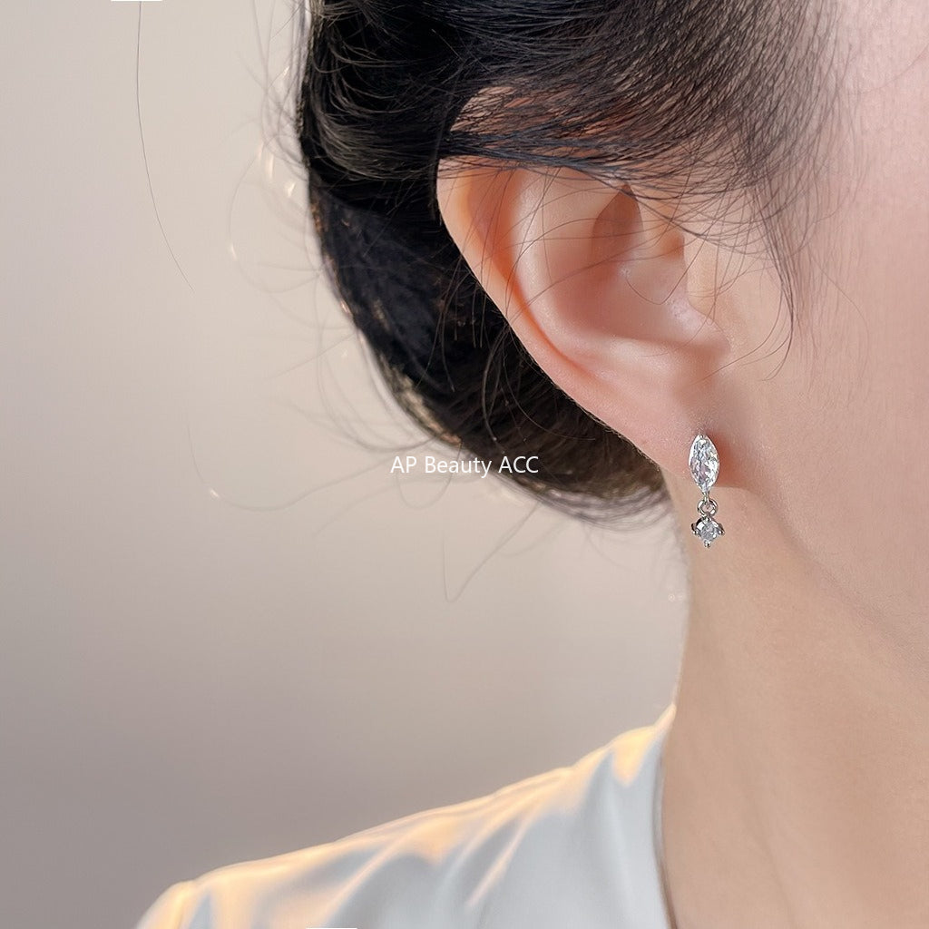 C관 - 925 은침 물방울 마퀴즈 컷 큐빅 귀걸이 [7063] 25.11-2