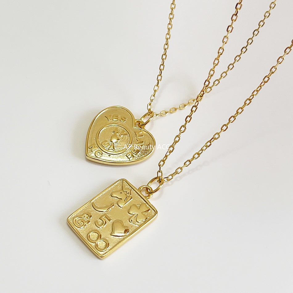 F관 - 925 실버 하트 카드 펜던트 목걸이 [B377-B378] 25.10-3