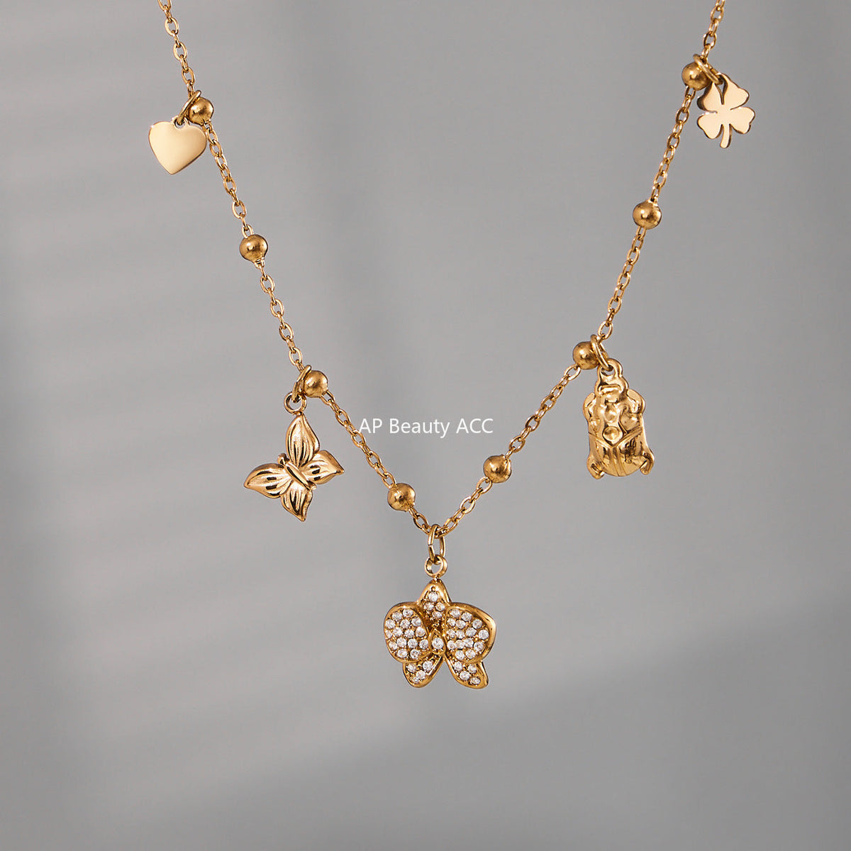 D관 - 스테인리스 스틸 18K 도금 나비 펜던트 목걸이 [P1712] 25.10-3