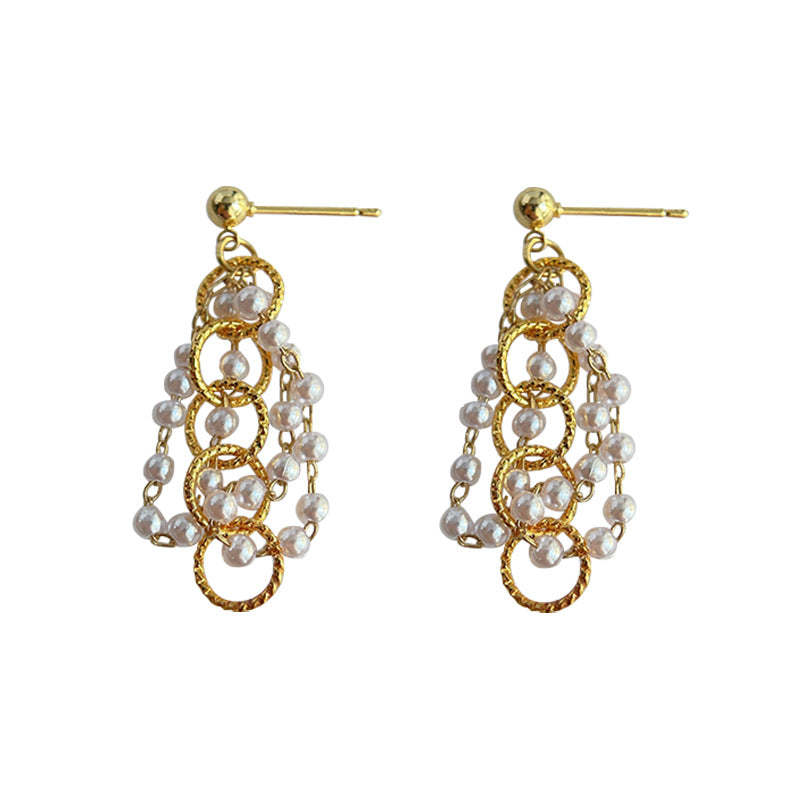 C관 - 14K 도금 프렌치 섬세한 실버 프린지 은침 귀걸이 [4148] 24.05-4