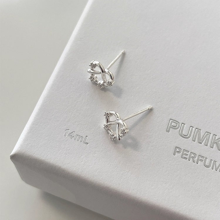 A관 - 999 실버 프레즐 모양 큐빅 귀걸이 [EH-3307.sj] 25.12-1