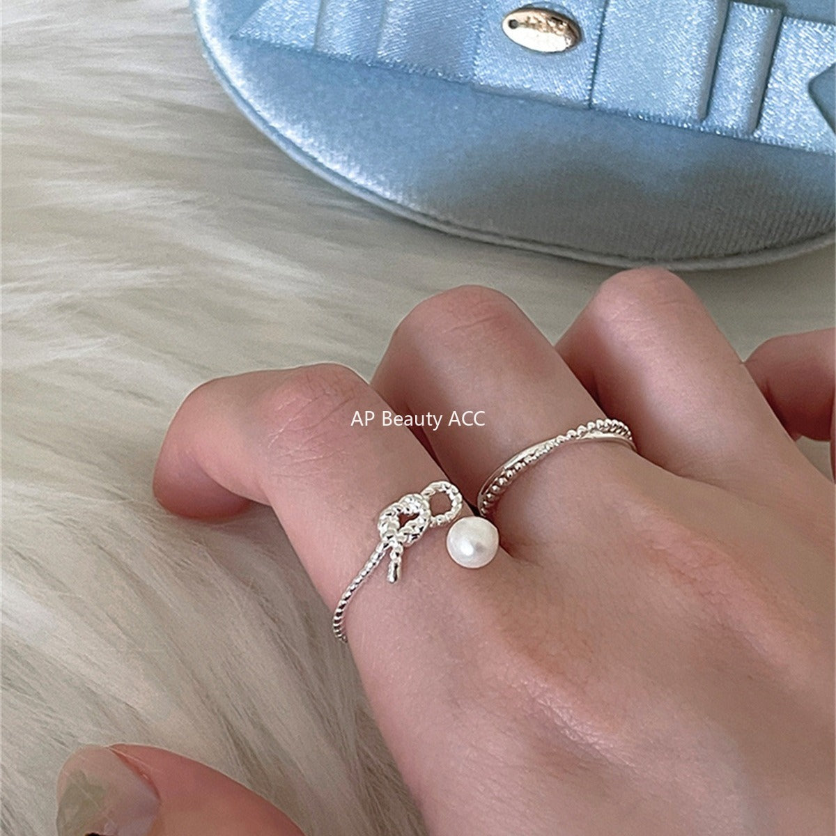 A관 - 925 실버 진주 리본 디자인 오픈형 반지 [JZ-0702] 25.11-1