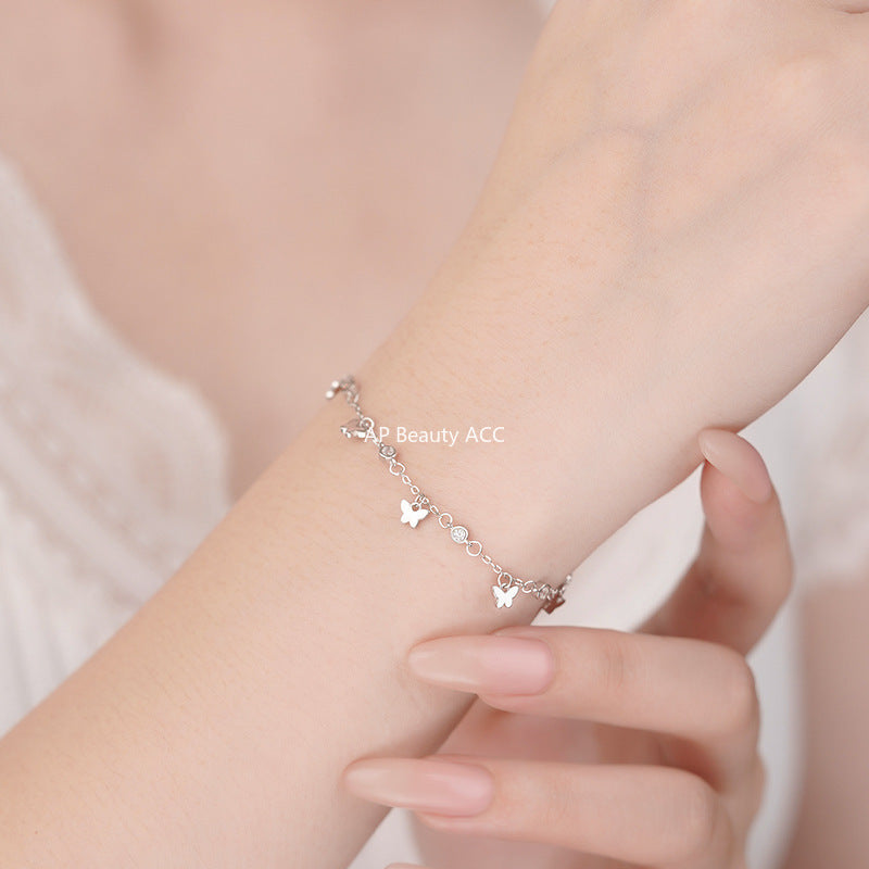 B관 - 999 실버 나비 펜던트 라운드 큐빅 팔찌 [YC4881SL_1] 25.11-2