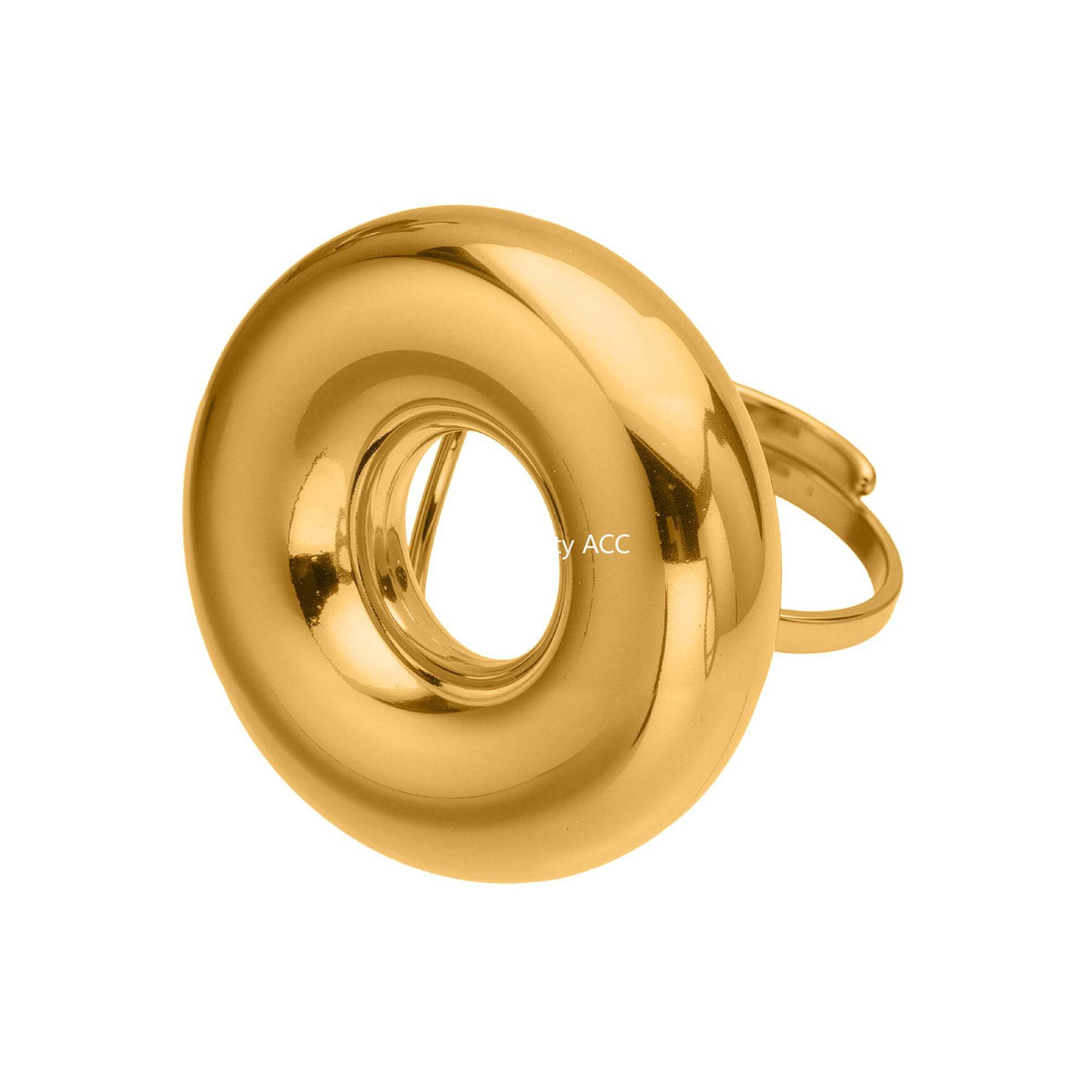 D관 - 빅 원형 오픈형 스테인리스 스틸 18K 도금 반지 [A076] 25.09-4