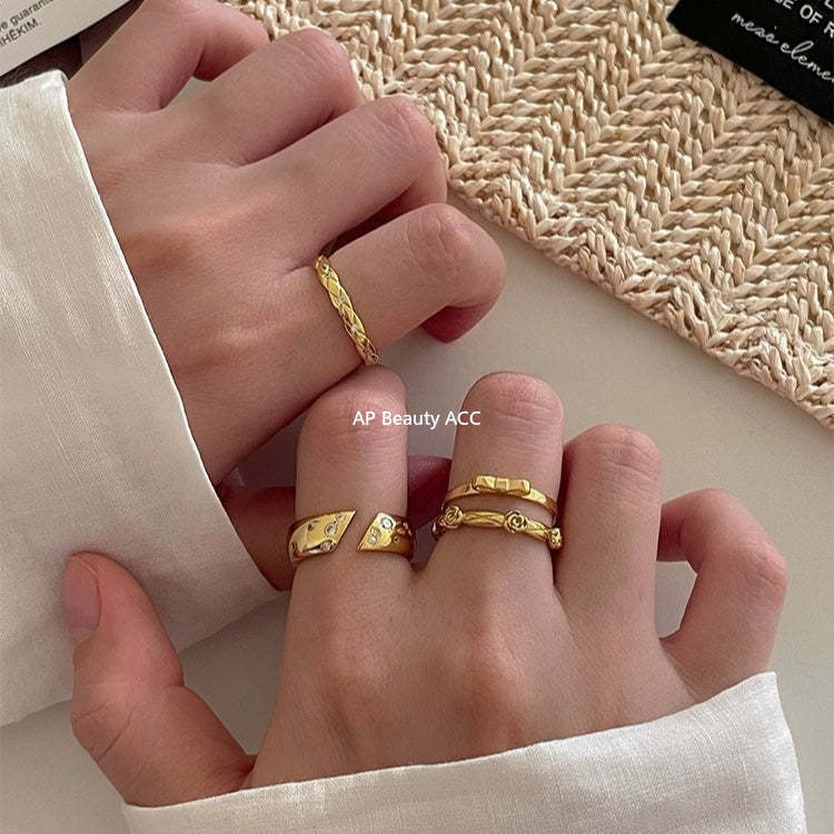 A관 - 925 실버 다이아 패턴 리본 장미 큐빅 반지 [JZ-0712] 25.10-5