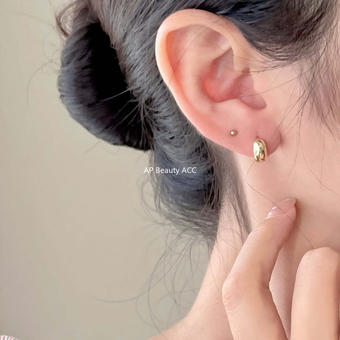 F관 - 925 실버 곡선형 볼드 링 귀걸이 [C1422] 25.11-4