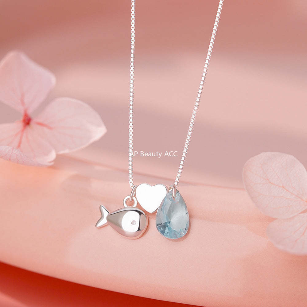 B관 - 925 실버 하트 물방울 물고기 펜던트 목걸이 [YC0450N_1] 25.12-2
