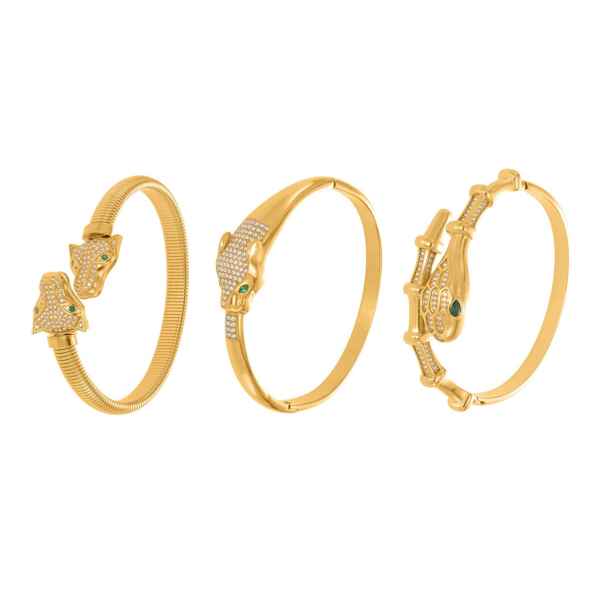 D관 - 스테인리스 18K 도금 풀큐빅 뱀머리 오픈형 팔찌 [Z506-Z507-Z508] 25.10-5