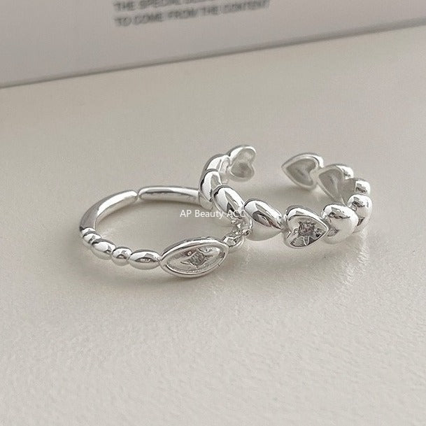 A관 - 925 실버 하트 별 큐빅 오픈형 반지 [JZ-0719] 25.11-1