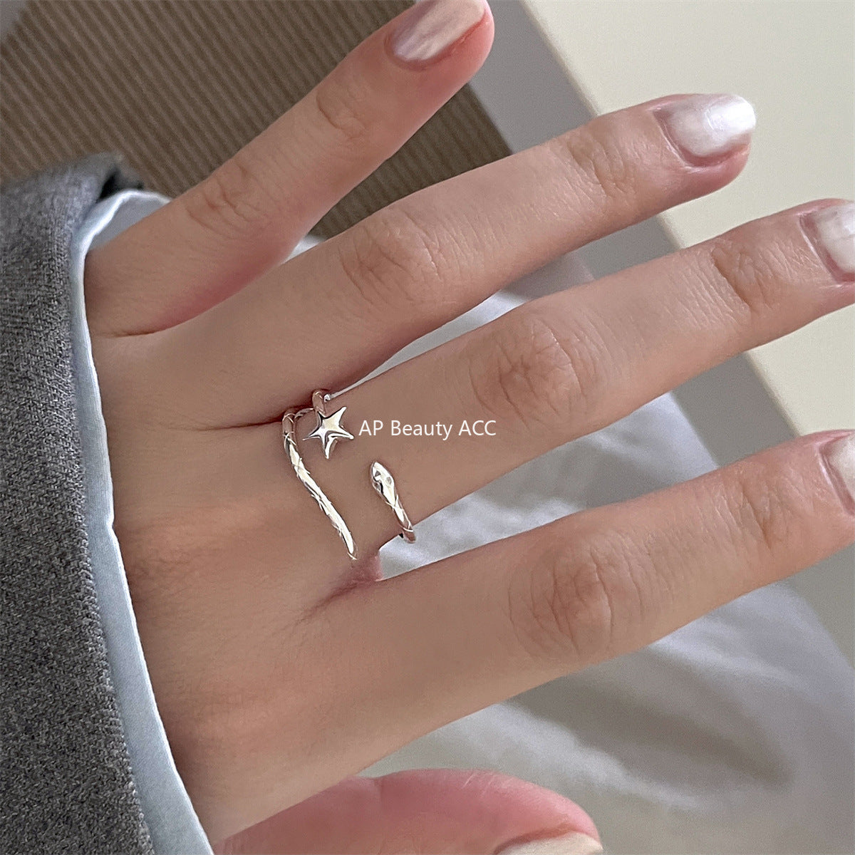 A관 - 925 실버 별 뱀 디자인 오픈형 반지 [JZ-0718] 25.10-3