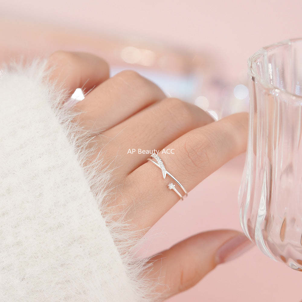 B관 - 925 실버 큐빅 크로스 레이어 반지 [YC5308R_1] 25.12-3