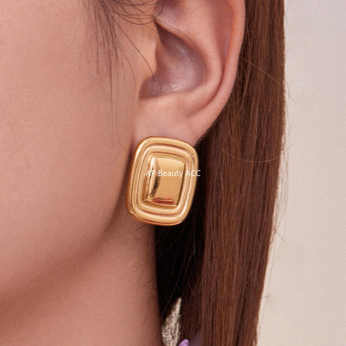 D관 - 스테인리스 18K 도금 8자형 스퀘어 모양 귀걸이 [F625-F626] 25.10-5