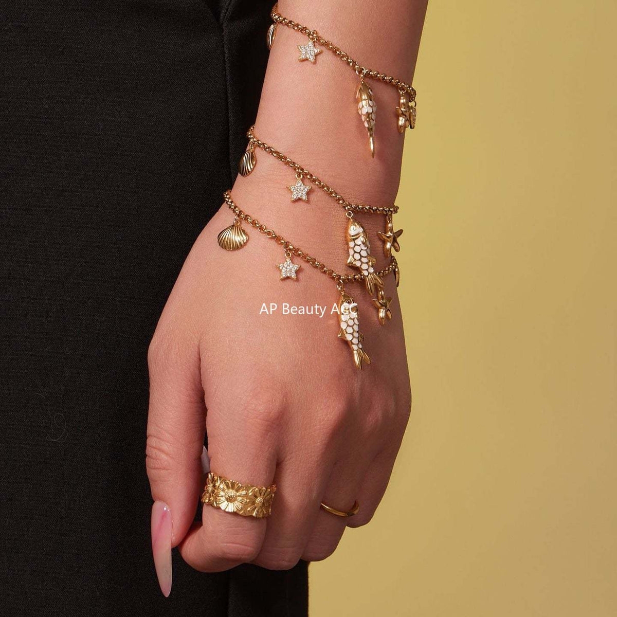 D관 - 스테인리스 스틸 별 물고기 큐빅 펜던트 목걸이 팔찌 [TXP484] 25.11-4