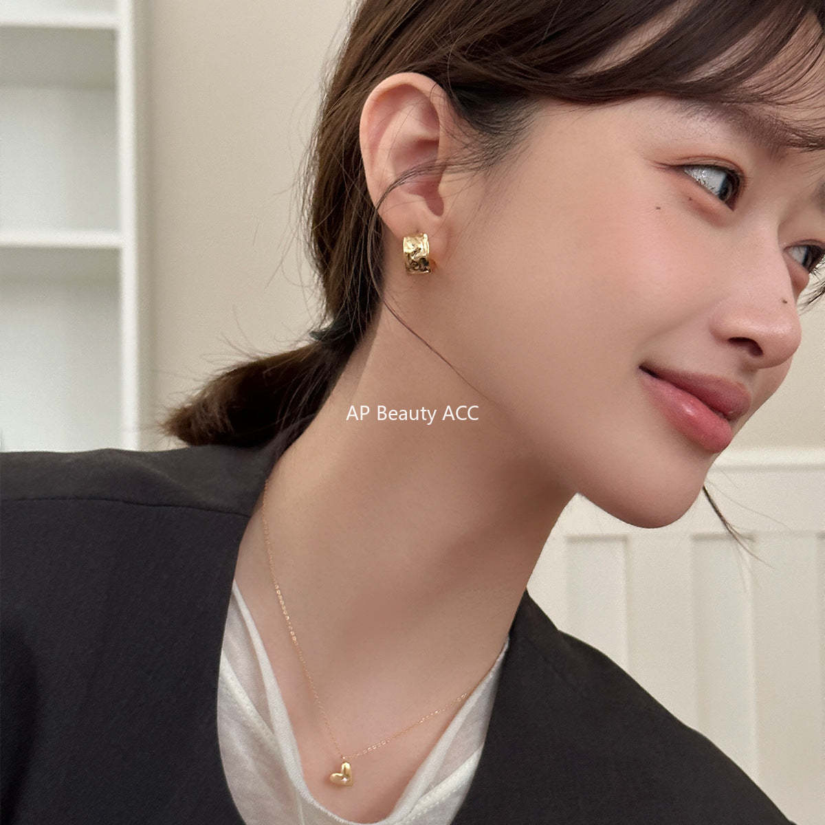 A관 - 925 은침 비정형 텍스처 심플 링 귀걸이 [EH-3371] 25.01-2