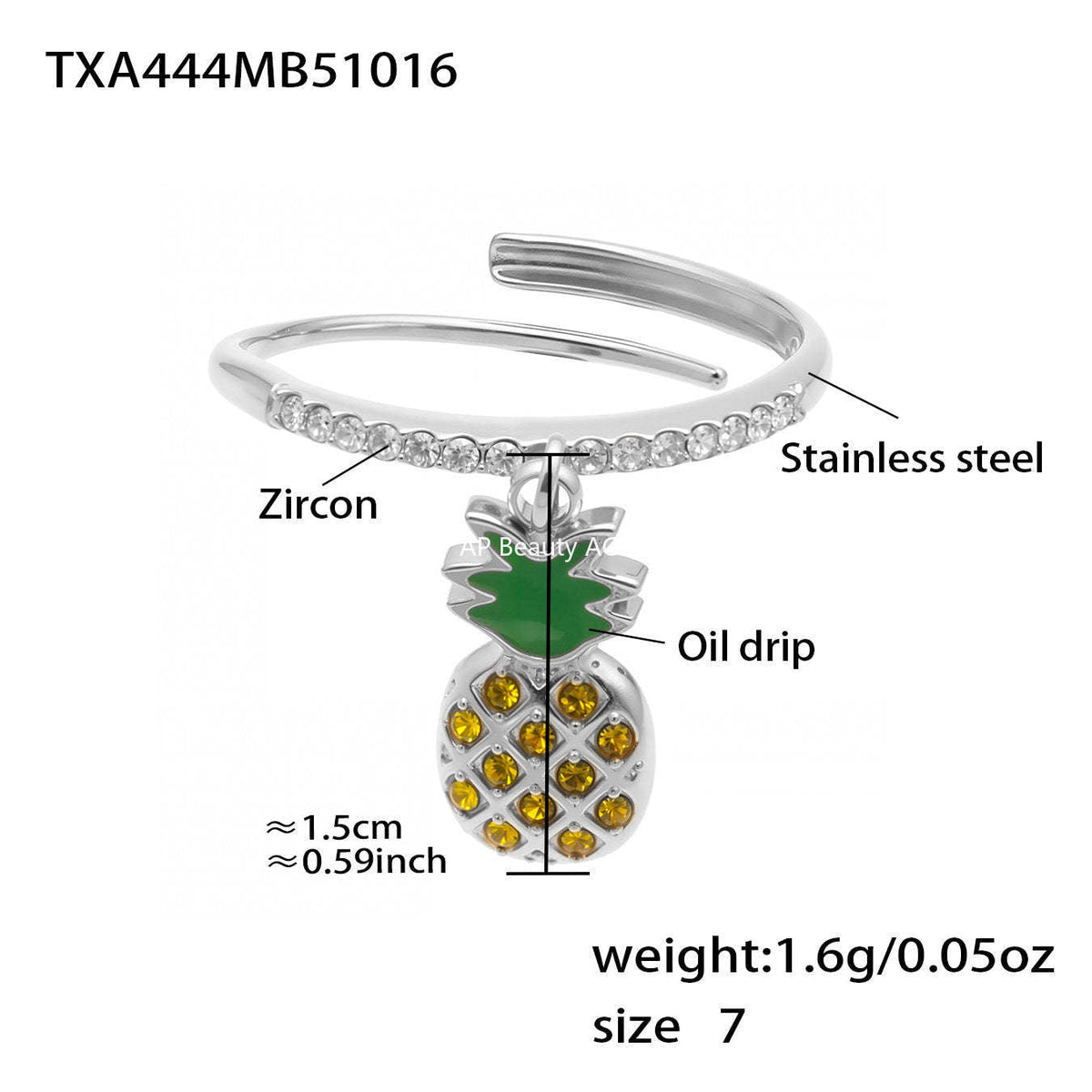 D관 - 스테인리스 스틸 게 조개 파인애플 큐빅 펜던트 목걸이 팔찌 반지 [TXP443] 25.10-4