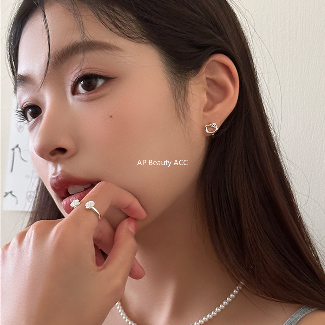 A관 - 925 은침 귀여운 고양이 링형 귀걸이 [EH-2982] 24.07-3