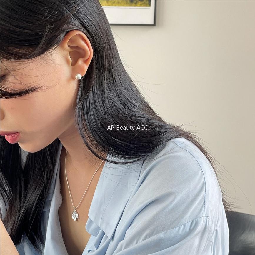 F관 - 925 실버 샌딩 원형 볼 귀걸이 [C1064] 25.09-4