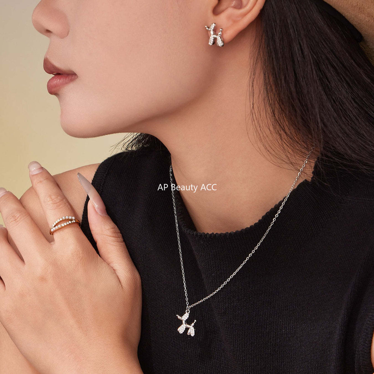 D관 - 큐빅 벌룬독 강아지 펜던트 스테인리스 목걸이 귀걸이 팔찌 [TXP469] 25.11-3