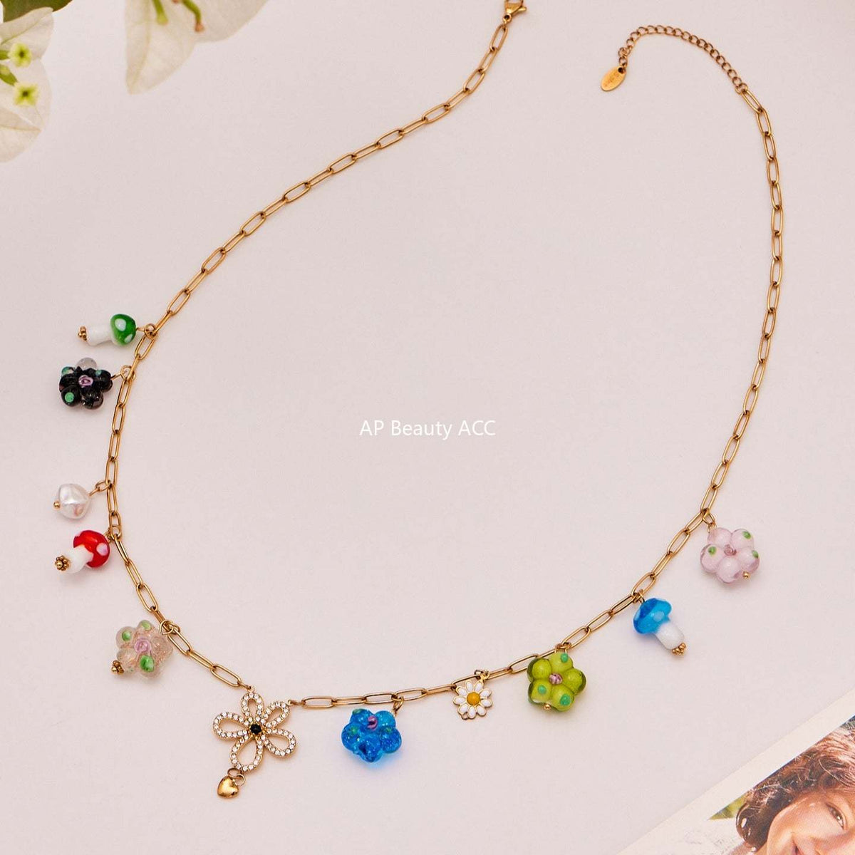 D관 - 스테인리스 스틸 나비 큐빅 레진 에나멜 펜던트 목걸이 [P2183] 25.10-4