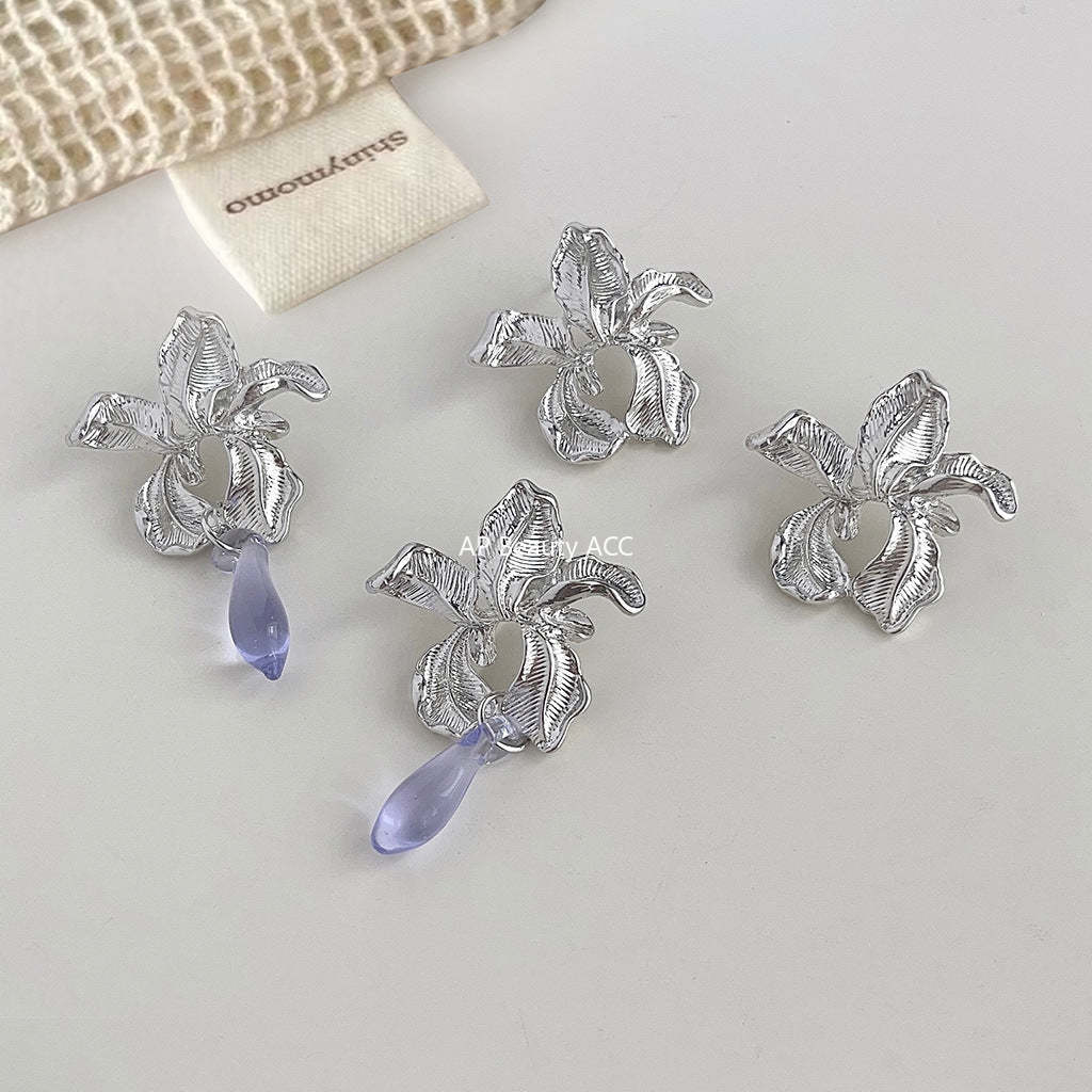 C관 - 아이리스 디자이너 글라스 크리스탈 수정 은침 귀걸이 [4118-4119] 24.05-5