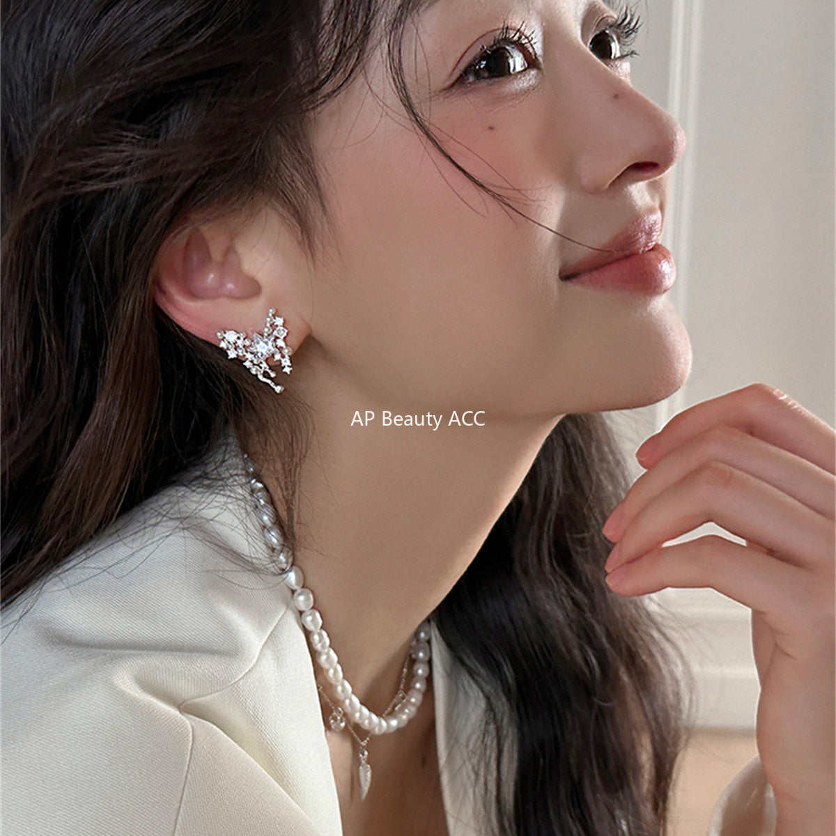 A관 - 블링블링 큐빅 진주 나비 모양 귀걸이 [EH-4146] 25.10-1