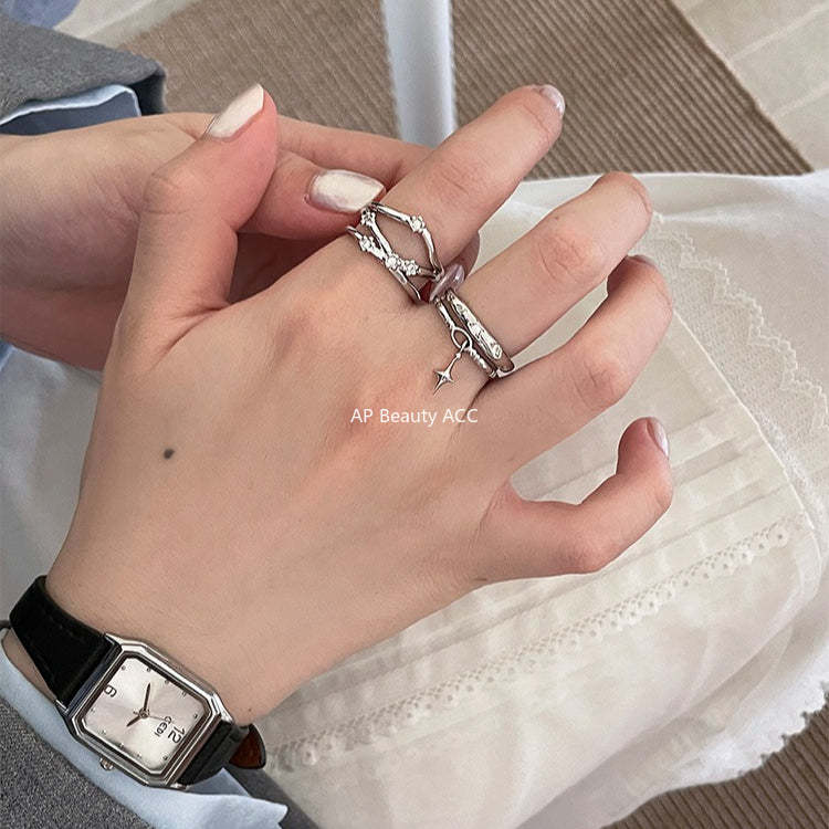 A관 - 925 실버 별 펜던트 큐빅 오픈형 반지 [JZ-0720] 25.10-5