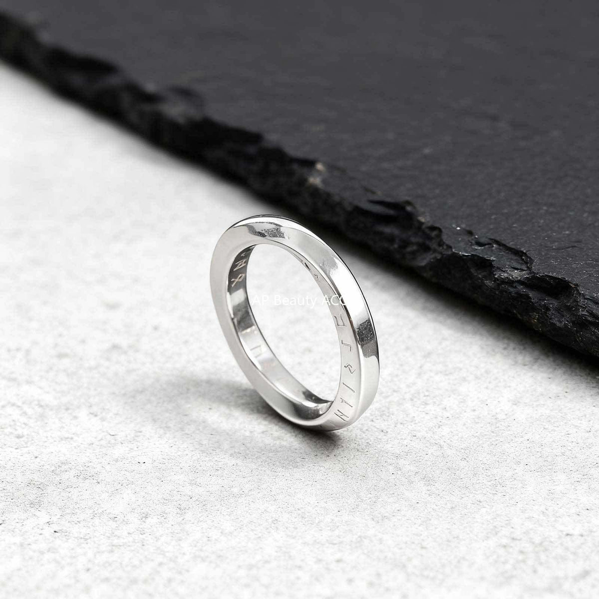 G관 - 스테인리스 스틸 바이킹 룬 문자 뫼비우스 반지 [RC-999] 25.12-2