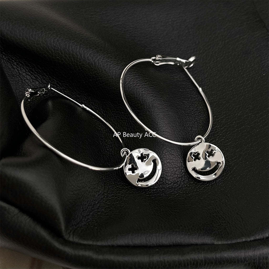 C관 - 스마일 원형 은침 링 귀걸이 [5480] 25.02-1