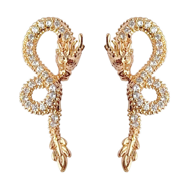 C관 - 용의 해 기념 14K 도금 미세 큐빅 독창적 디자인 귀걸이 [3587] 24.01-2