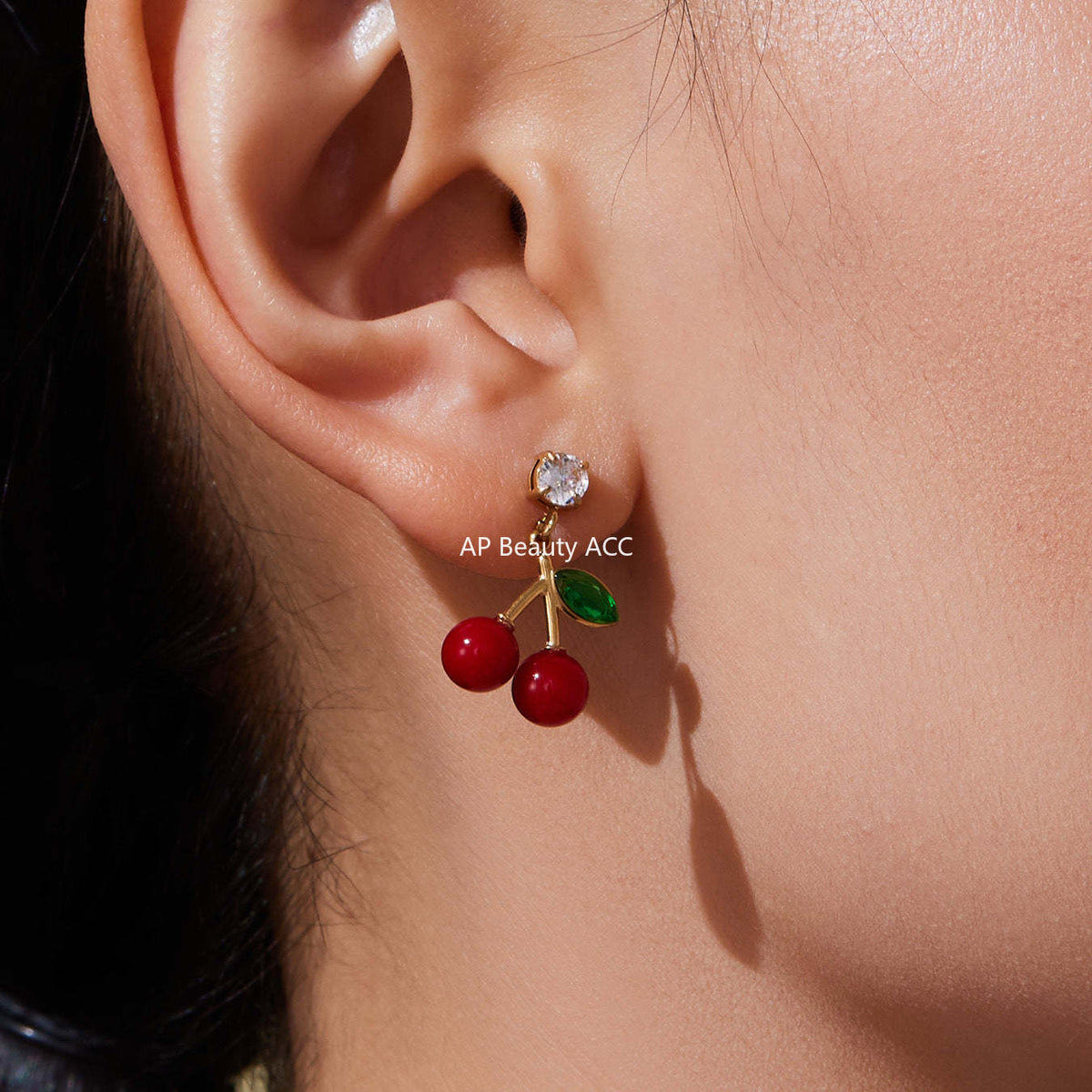 D관 - 스테인리스 스틸 체리 펜던트 목걸이 귀걸이 팔찌 반지 [TXP407] 25.09-4