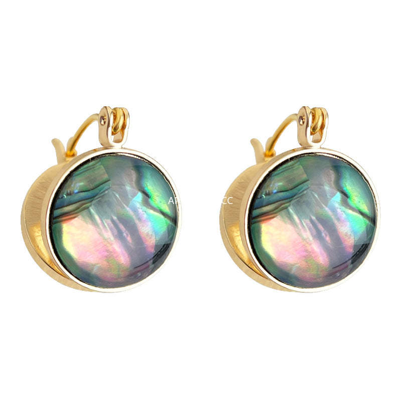 C관 - 전복 자개 원형 양면 귀걸이 [7101] 25.11-4