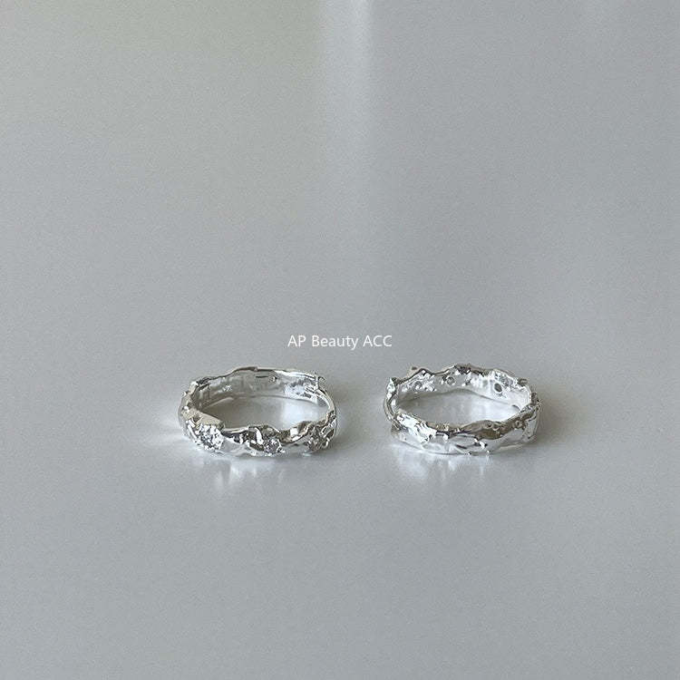 A관 - 비정형 텍스처 925 은침 링 귀걸이 [EH-4315] 25.12-2