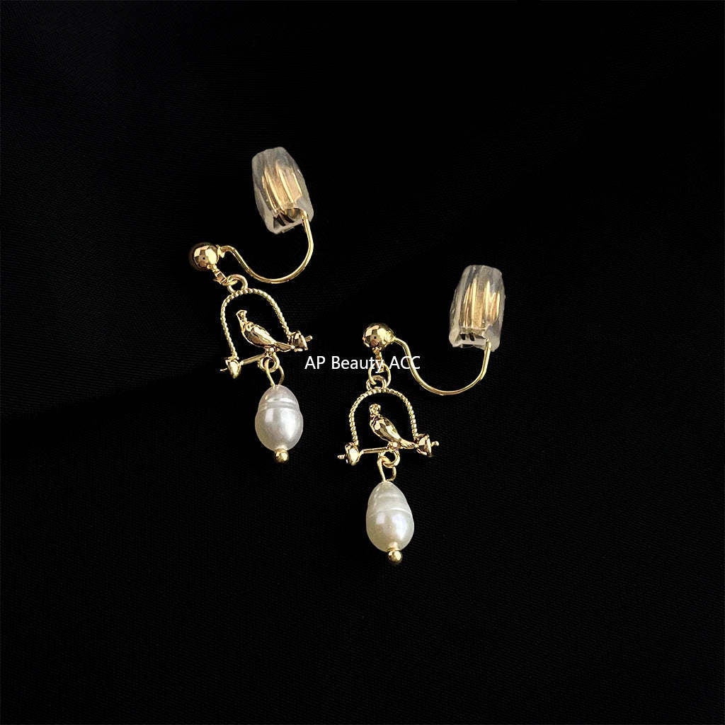 C관 - 담수 진주 골드 도금 나선형 이어커프 귀걸이 [EJ0203P] 25.02-3