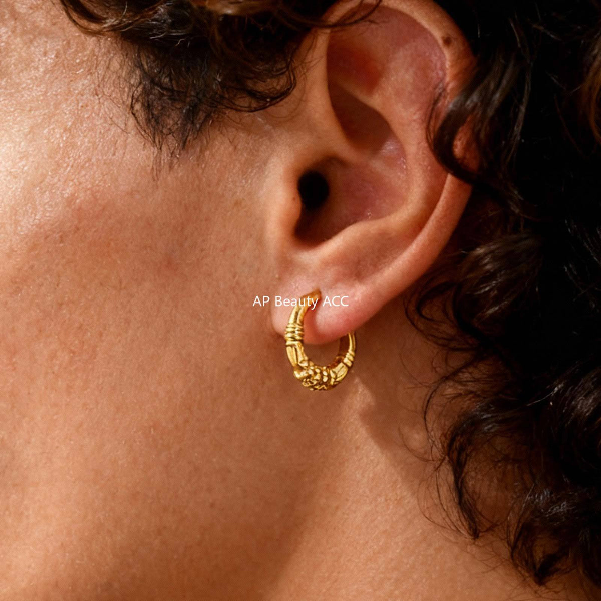 G관 - 스테인리스 스틸 스트랩 패턴 링 귀걸이 [EH-647] 25.12-1