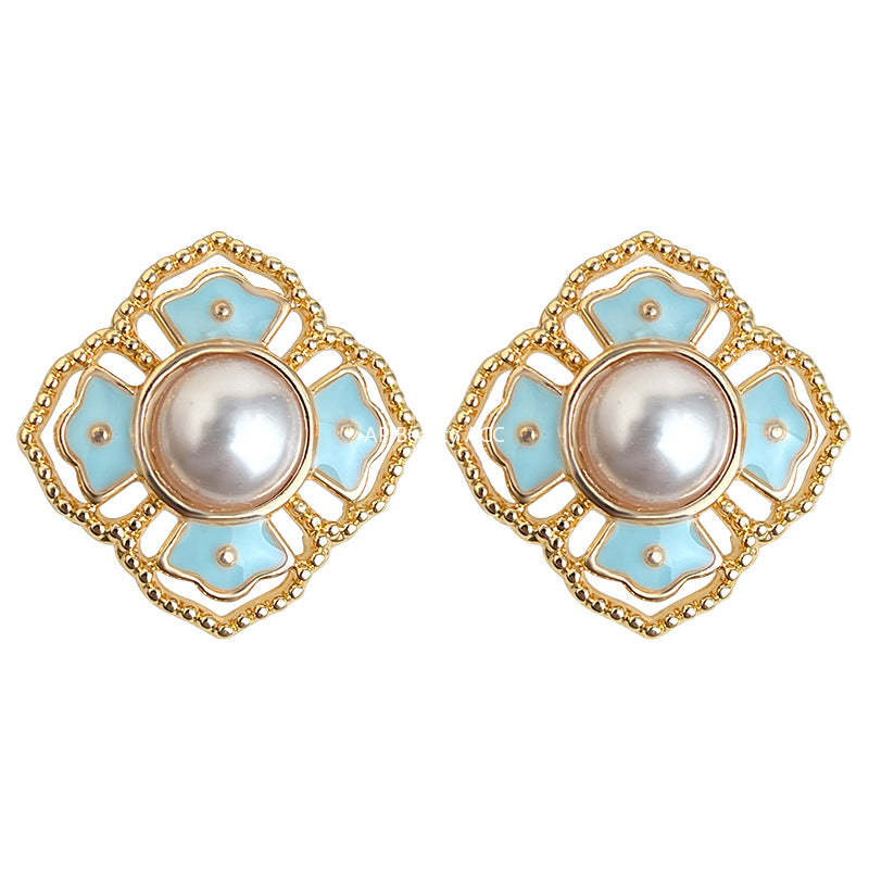 C관 - 문양 패턴 진주 925 은침 귀걸이 [7151] 25.12-1