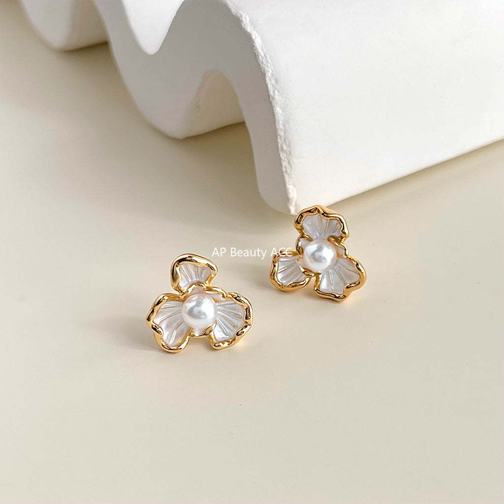 C관 - 아이리스 14K 도금 입체 꽃 귀걸이 [4419] 24.07-2
