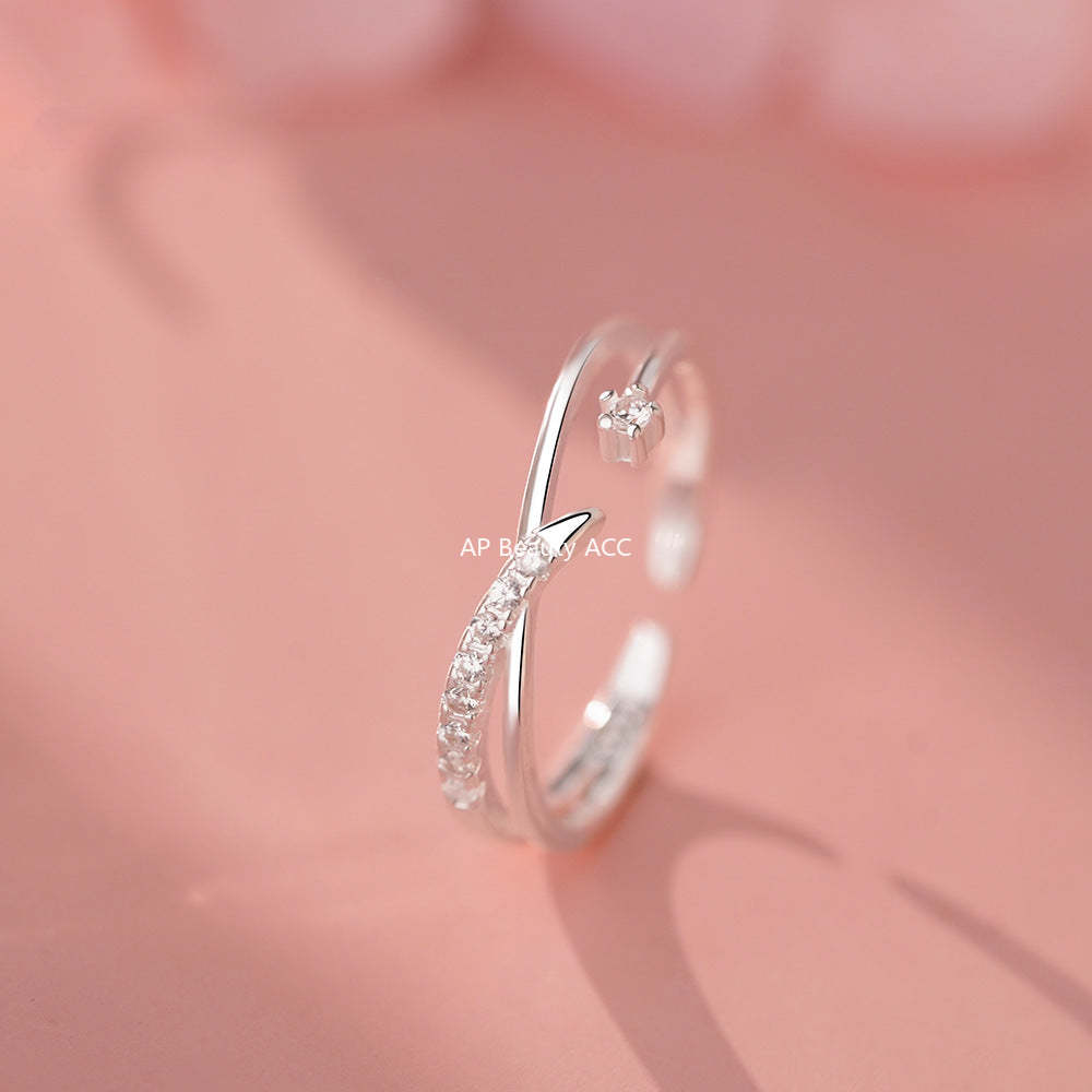 B관 - 925 실버 큐빅 크로스 레이어 반지 [YC5308R_1] 25.12-3