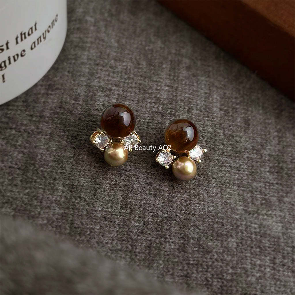 C관 - 천연석 호안석 925 은침 큐빅 귀걸이 [7233] 25.12-2