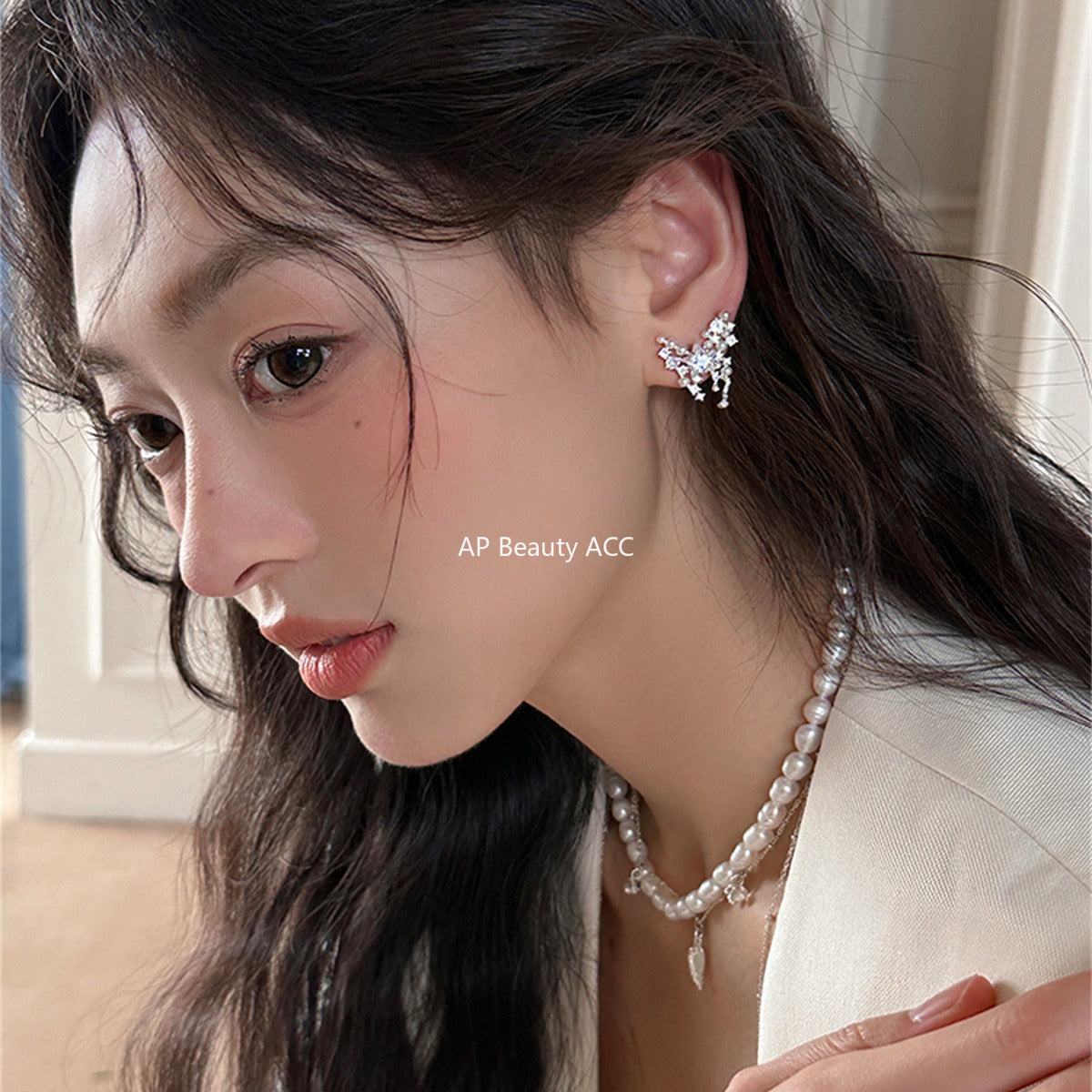 A관 - 블링블링 큐빅 진주 나비 모양 귀걸이 [EH-4146] 25.10-1