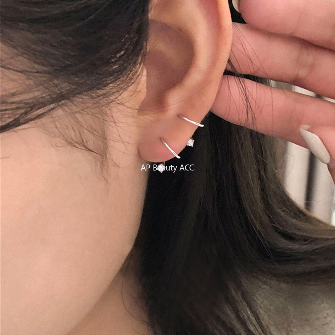 A관 - 999 실버 큐빅 나선형 스터드 귀걸이 [EH-4098] 25.10-1