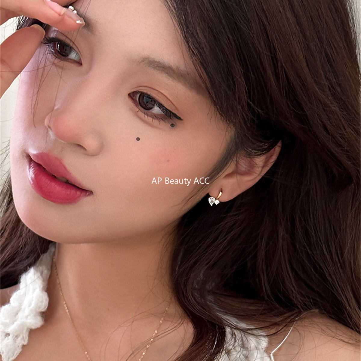 A관 - 925 은침 물방울 큐빅 링 귀걸이 [EH-4001] 25.10-1