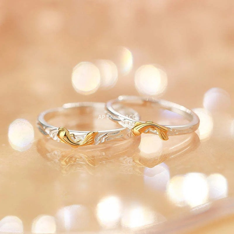 B관 - 999 실버 텍스처 물고기 디자인 커플 반지 [YC3769R_1] 25.11-3